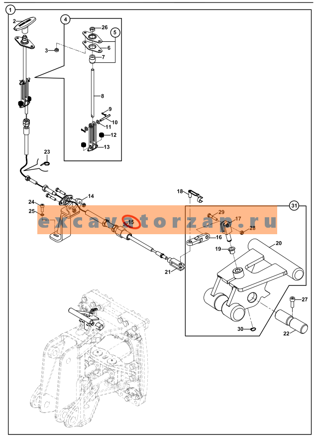 Трос F31/13110, F3113110 блокировки стрелы экскаватора погрузчика Hidromek 102S