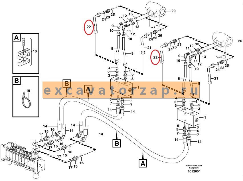 Трубопровод VOE11886178 (г/ц аутригера) экскаватора погрузчика Volvo BL61, BL71