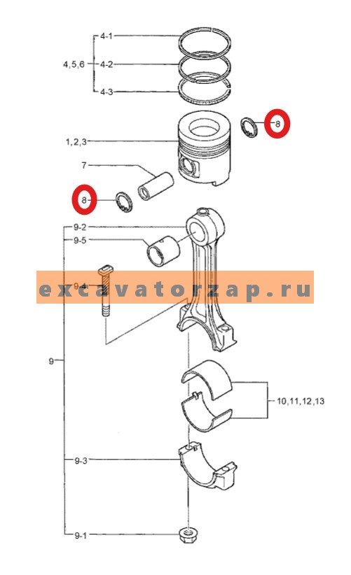 Кольцо стопорное XJAF-00653 (оригинал, HYUNDAI) пальца поршня двигателя экскаватора HYUNDAI R160LC7, R160LC9S, R170W7, R170W9S, R180LC7, R180LC9S, R180W9S