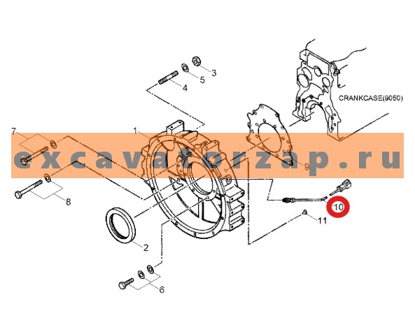 Датчик XJAF-00265 оборотов двигателя (коленвала) экскаватора HYUNDAI R110-7, R160LC7, R160LC9S, R170W7, R180LC7, R180LC9S