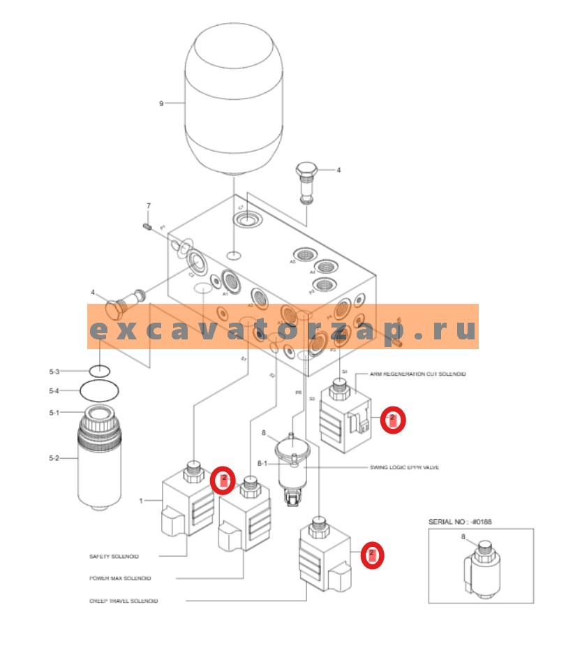 Клапан SQ-S3A-00 (аналог, КНР) (без катушки) гидравлический экскаватора HYUNDAI