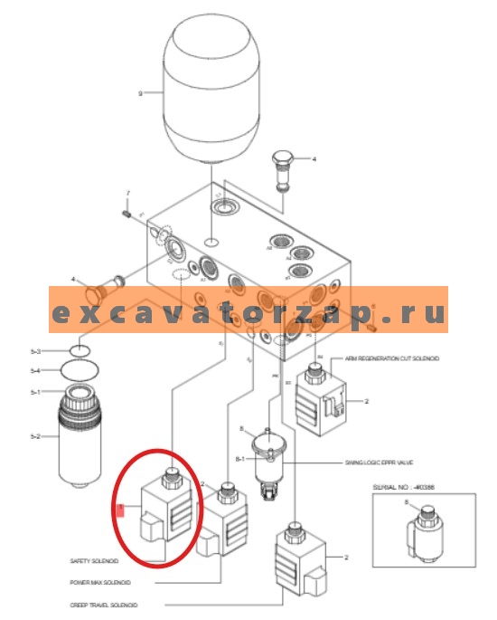Клапан (шток, соленоид) XKBL-00142 (аналог, КНР) гидравлического блока экскаватора HYUNDAI HW140, HW210, HX480L, HX520L, R110-7, R110-7A, R140LC-7, R140LC-7A, R140LC9V, R140W7, R140W7A, R140W9, R140W9A, R140W9S, R160W9A, R170W7, R170W7A, R170W9, R170W9S,