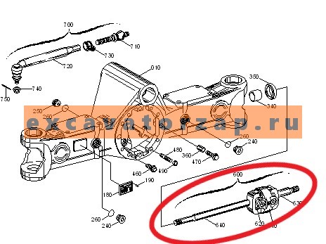 Полуось AT321426 в сборе переднего моста экскаватора John Deere 210