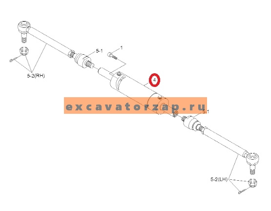 Гидроцилиндр ZTAM-00592 (АНАЛОГ) поворота колес переднего моста экскаватора HYUNDAI